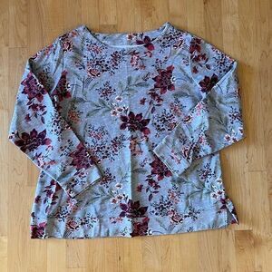 Croft & Barrow Grey Floral Long Sleeve Shirt